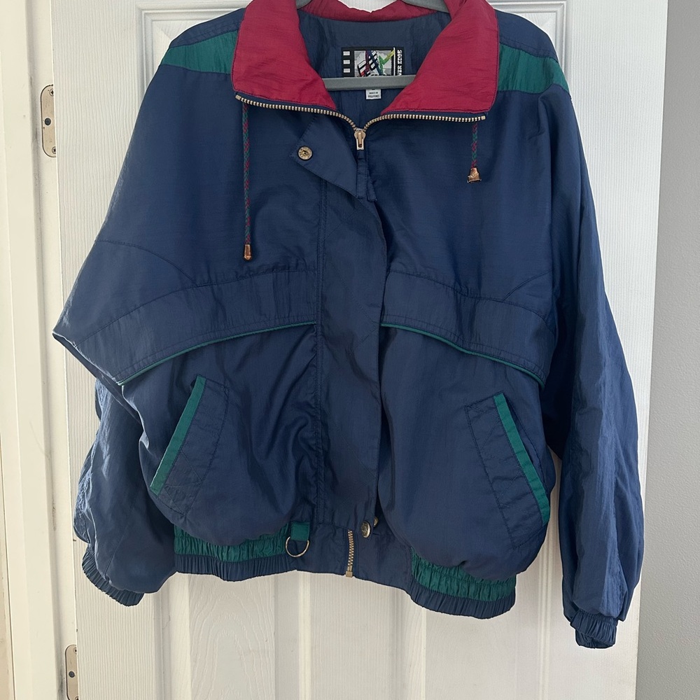 Vintage Blue and Green Women's windbreak  Jacket
